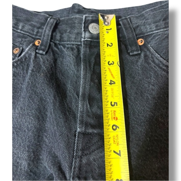 Levi’s 501 Classic Black Denim Distressed Frayed Raw Hem Jean Short Shorts - Picture 14 of 14